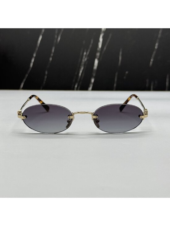 New Miu Miu MUA54S ZVN5D1 Gold Gray Women Round Sunglasses Miu Miu MU A54S main image 6